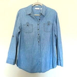 Chicos Denim Long Sleeve Blouse